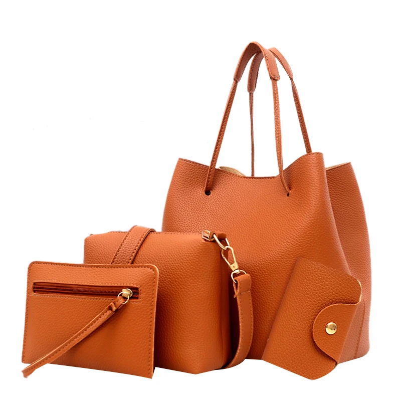 Модная мягкая искусственная кожа 4 в 1 с узором Личи комбинированная сумка