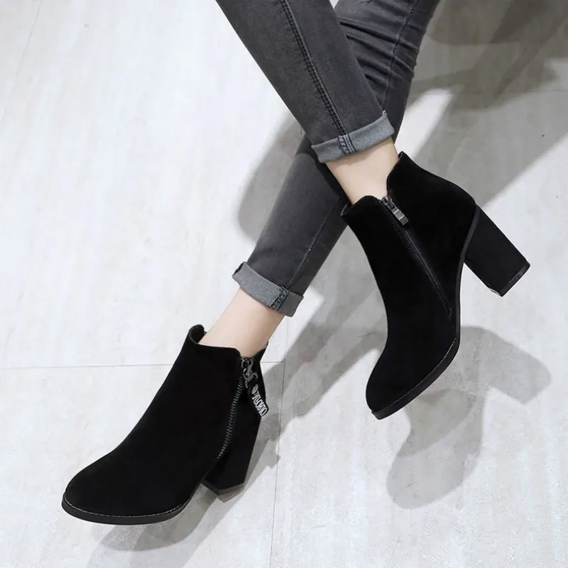 Fashion Boots Women's Shoes Winter Women's Boots High Heels Naked Boots Thick Heel Boots Short Boots Women's Single Boots