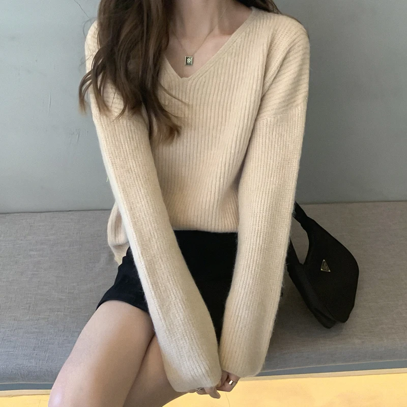 Женский вязаный свитер BGTEEVER повседневный Универсальный Свободный пуловер с