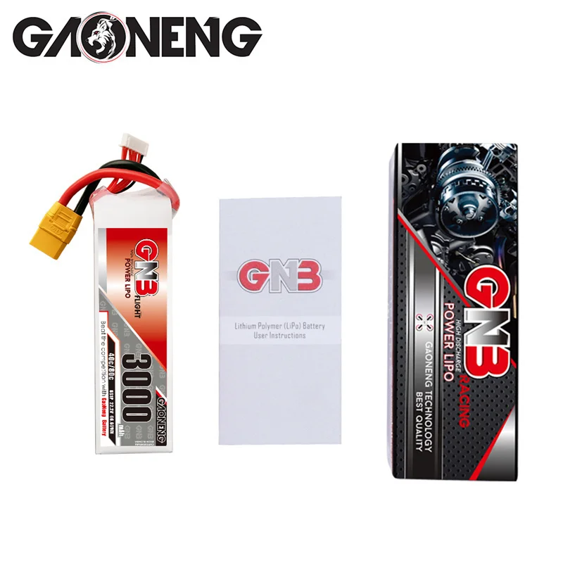 

GNB 3000mAh 22.2V 6S 40C/80C lithium battery For RC Helicopter Quadcopter FPV Racing Drone Parts Any plug can be selected