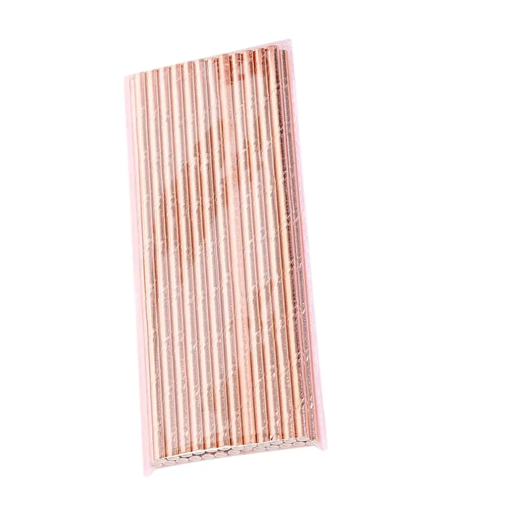 25 шт. пипетка из розового золота бумага в полоску соломинки полосы золотистой