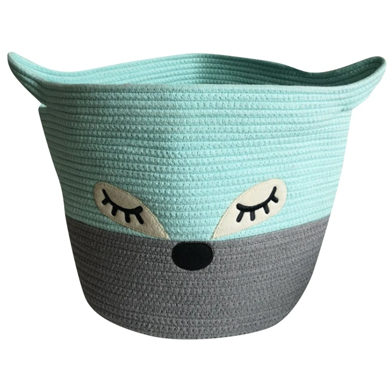 

Cute Cotton Rope Storage Baskets - Woven Laundry Hamper Toy Storage Bin Large Decorative Basket for Organizing