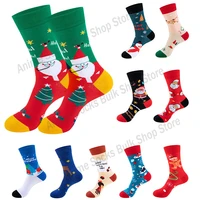 cartoon christmas socks funny xmas santa claus tree snowflake elk snow cotton tube crew happy sock men new year funny socks