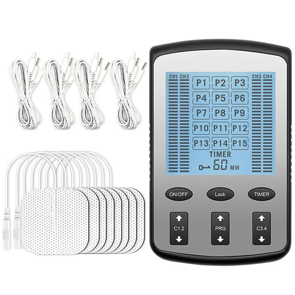 

15 Modes Electric Pulse Massager 4 Output EMS Nerve Muscle Stimulator Low Frequency Physiotherapy Treatment Tens Machine