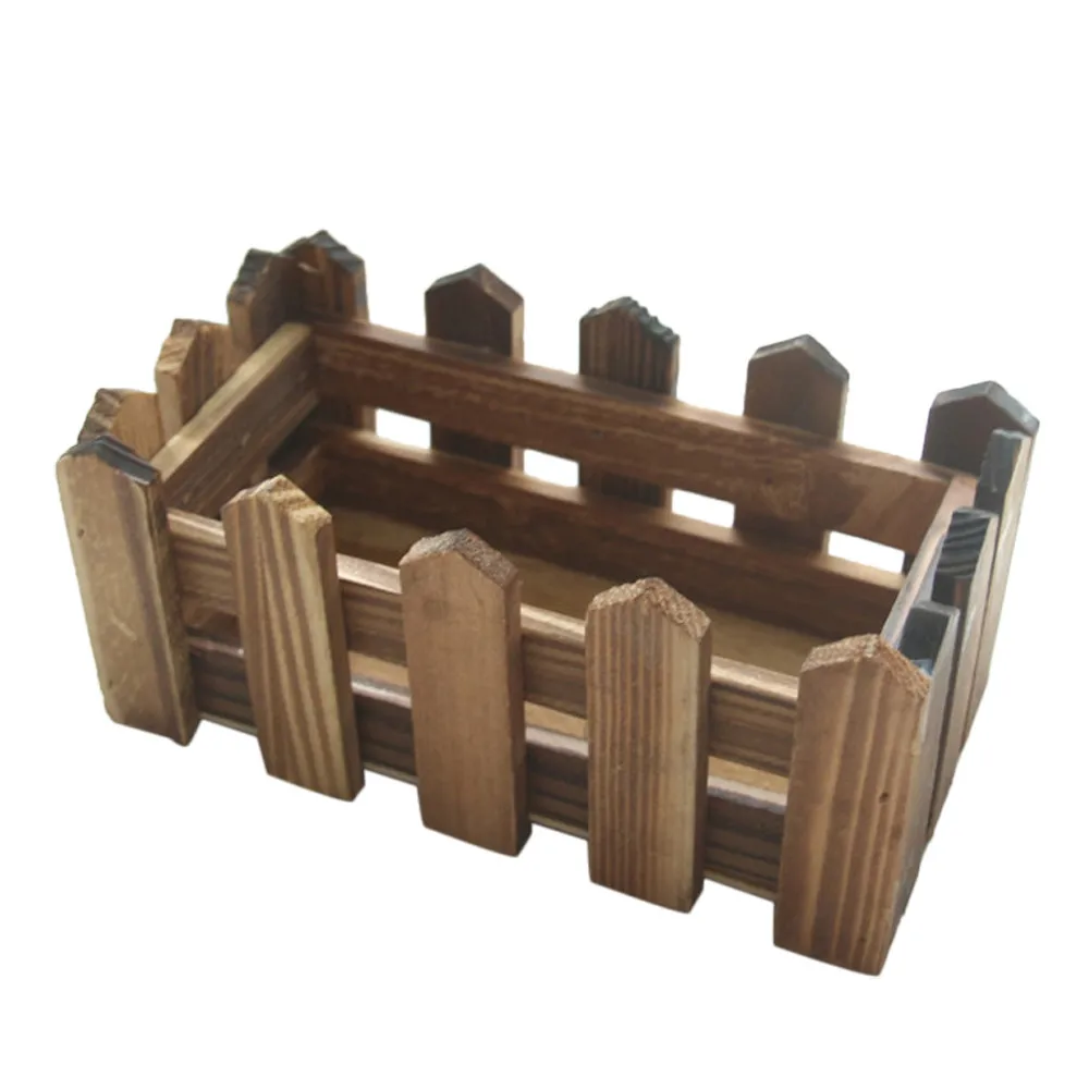 Деревенский стиль коричневый деревянный забор Цветочная корзина симпатичная