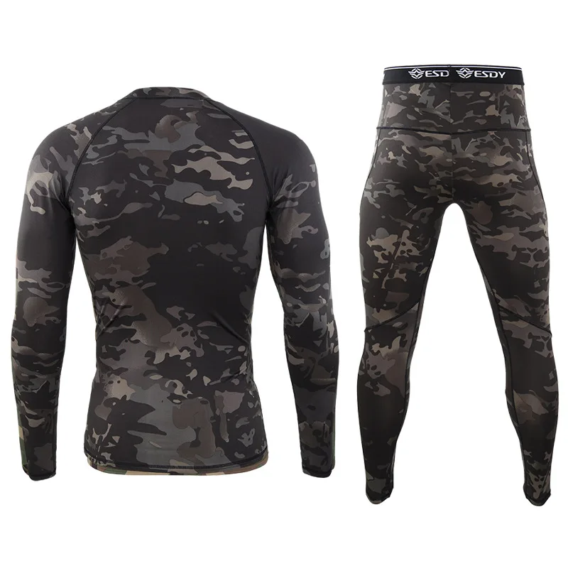 

New Men's Camouflage Thermal Underwear Set Long Johns Functional Long Johns Training Camo Sports Run Tracksuit Outdoor Underwear