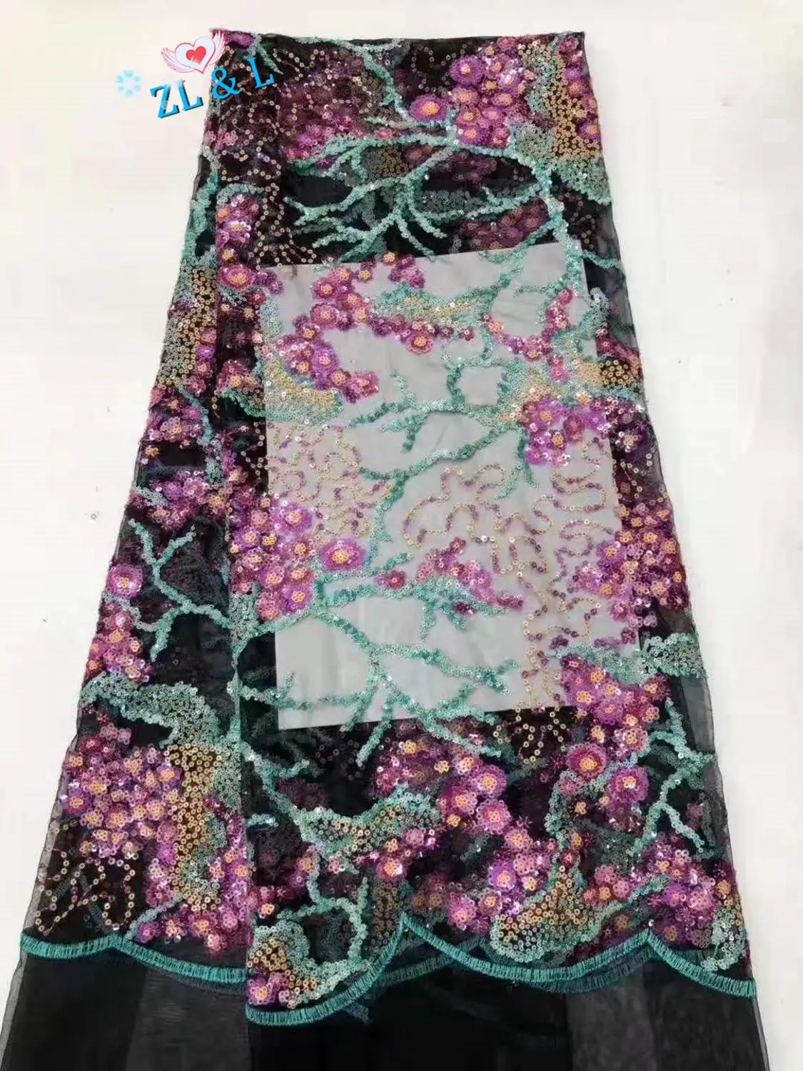Высококачественные блестки плоские вышитые цветочные Африканские кружева ткань