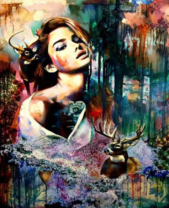 

Free Shipping 5D DIY Diamond Painting Abstract Color Animal Girl Sexy Picture Art Living Room Home Decoration Gift