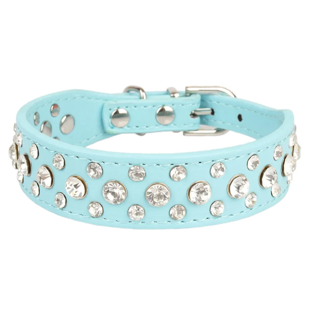 Ошейники Стразы для собак однотонный декоративный ошейник из искусственной кожи