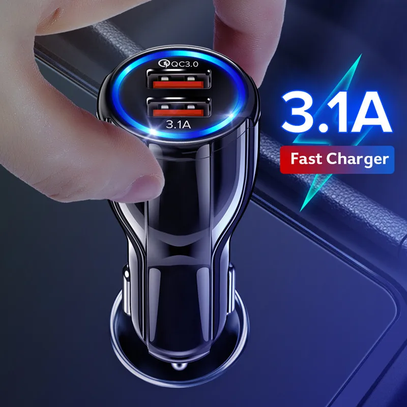 

Z97 Qc3.0 Fast Charging Car Charger 3.1A One for Two Car Phone Fast Charge Double USB Car Phone Charger
