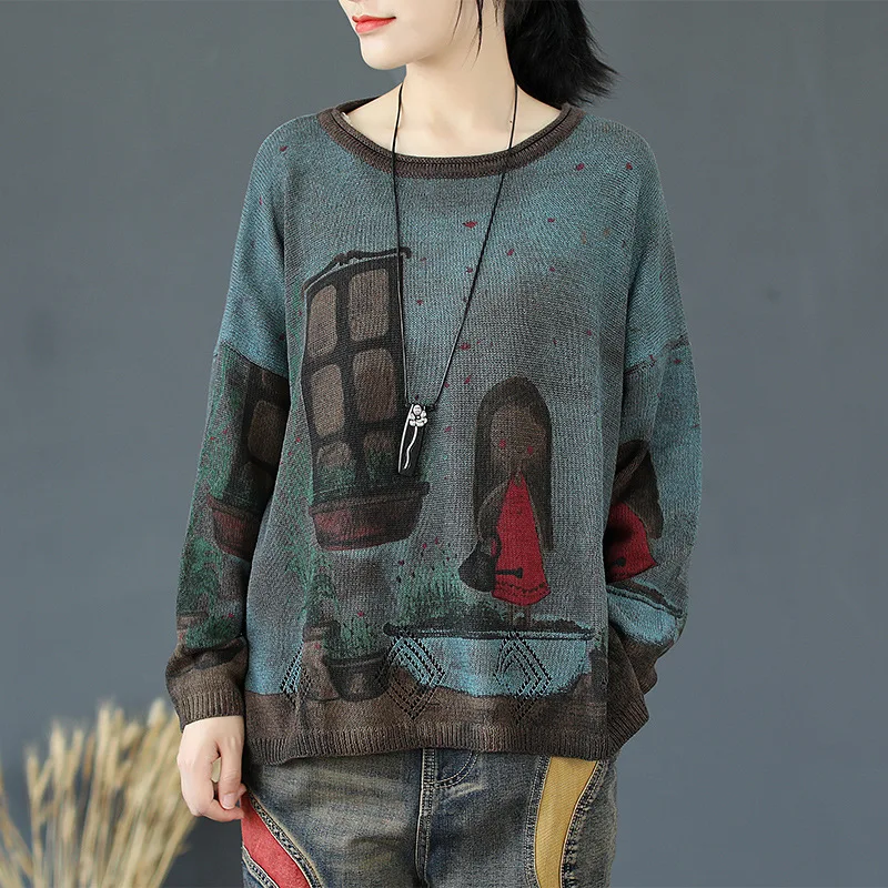 Женский Осенний вязаный свитер свободные пуловеры больших размеров новинка 2019