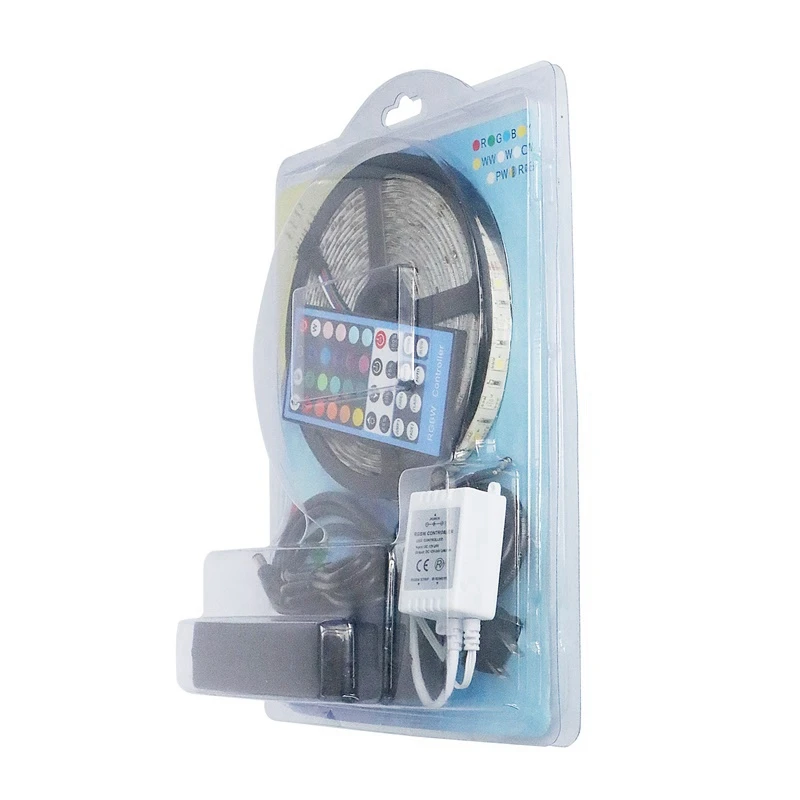 

Фотовссветильник шка RGB 5 М 5050 SMD150Led/ 300Led IP20/65 + 44Key Controller + 5A Power с коробкой Розничная упаковка Рождественский подарок