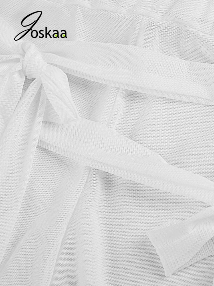 

Joskaa Women Tassel See Thourgh Mesh Set Two Pieces Sets Matching Tracksuit Long Sleeve Bandage Club Party Outwear Summer Cloth