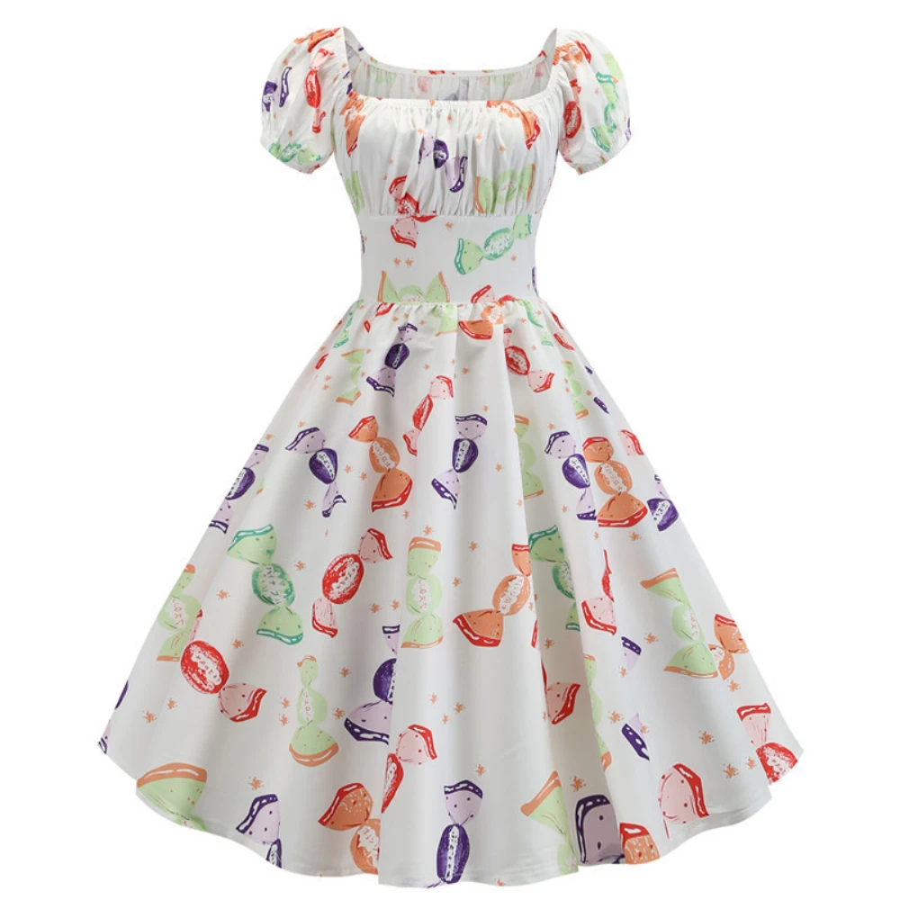 Женское ретро-платье с цветочным принтом Joineles летнее винтажное платье короткими