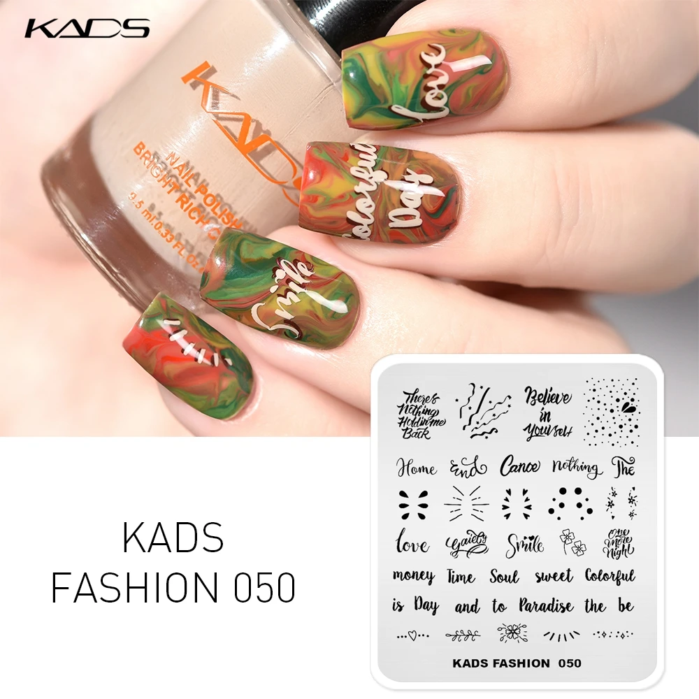 KADS Новое поступление модная пластина для стемпинга ногтей милые слова дизайн