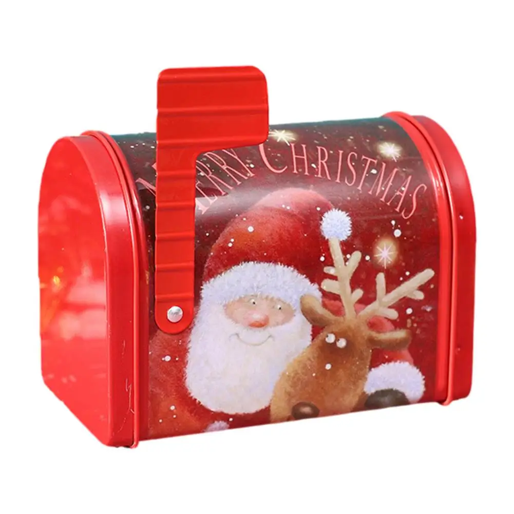 Christmas Snowman Santa Elk Mailbox Gift Box Red Christmas Mail Letter Post Box Decorative Storage Tin Box For Cookies Candies