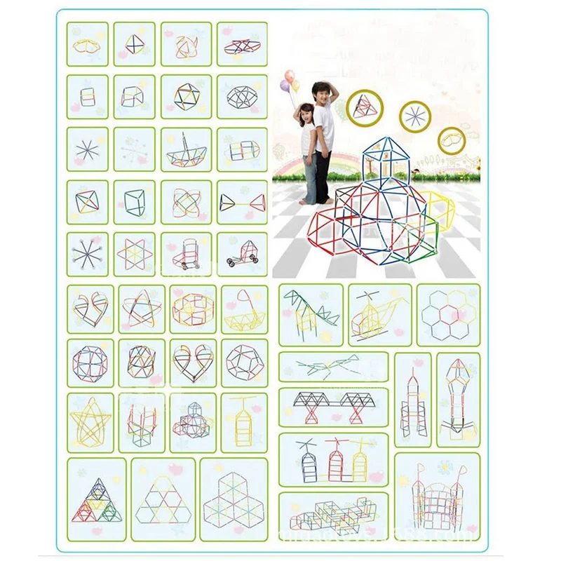 

Straw Building Construction Toys Set 4D Space Building Blocks Sticks DIY Assembly Kids Educational Toys Gift