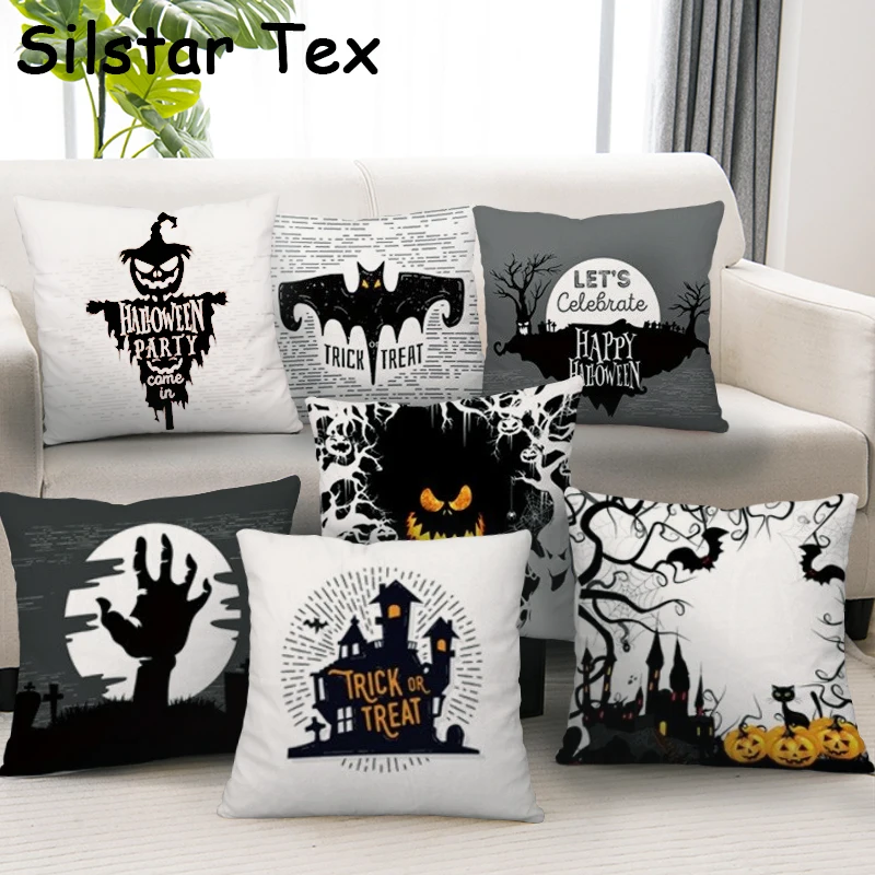 

Silstar Tex Happy Hallowween Pillowcase 45*45cm Pumpkin Lantern Throw Pillow Cushion Cover Decoration Home