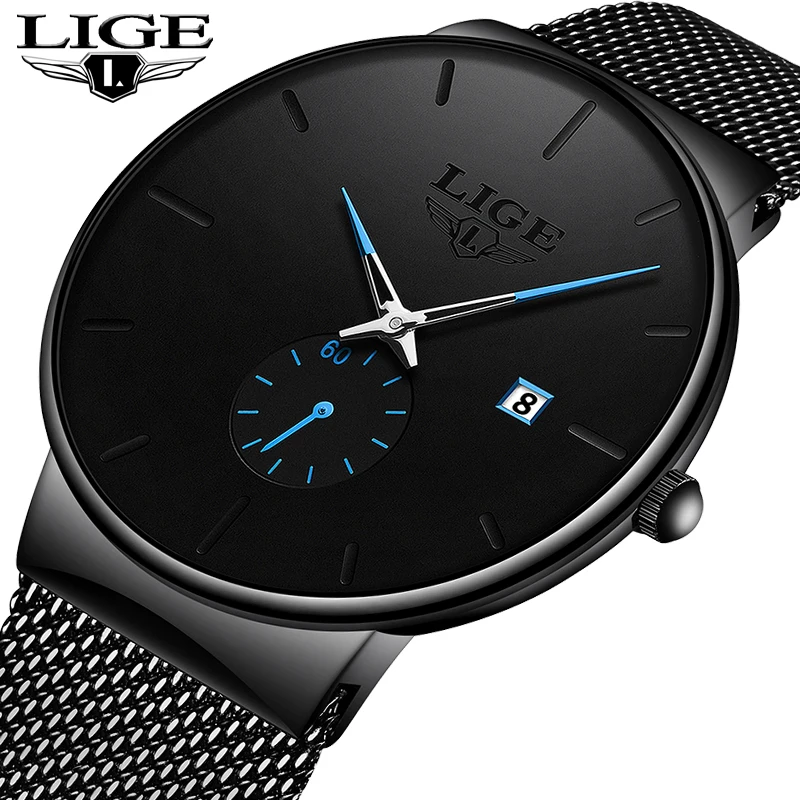 LIGE мужские часы Reloj Hombre 2019 Топ бренд класса люкс кварцевые с большим циферблатом
