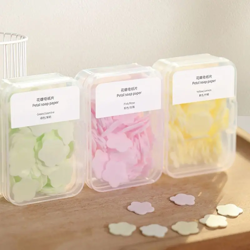 

3 Box Portable Disposable Soap Petals Flakes Hand Washing Scented Paper Sheets