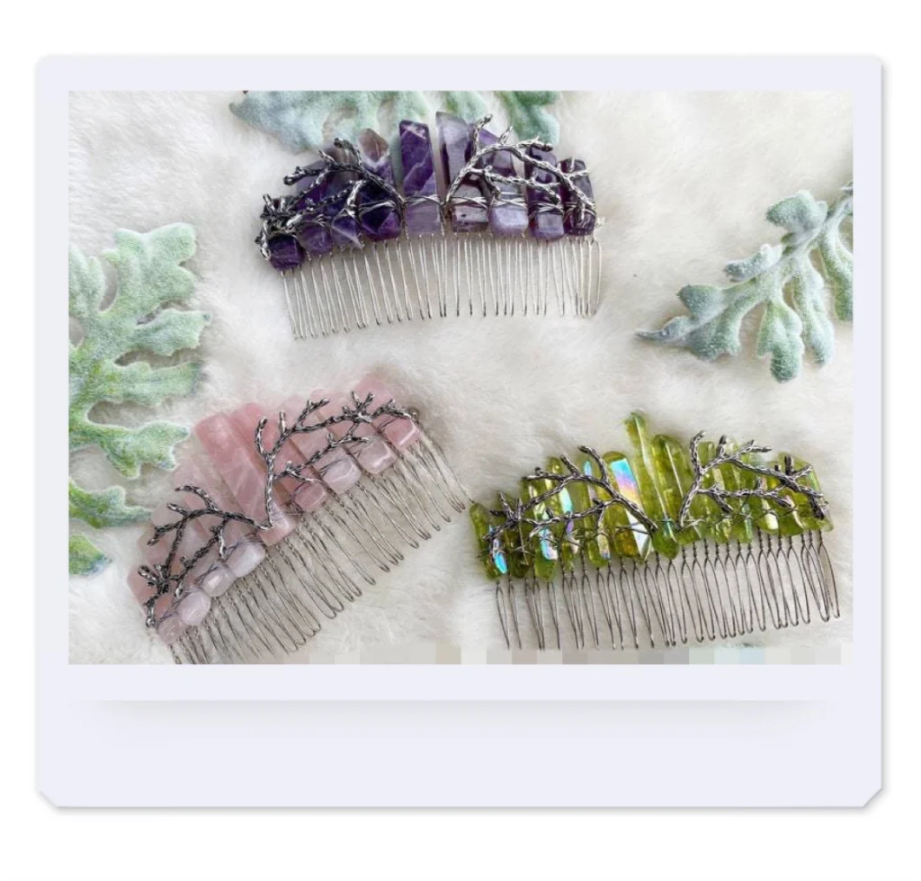 

Необработанная кристаллическая расческа для волос, аметист, рог, ветка, кварцевые аксессуары для волос, заколка для волос, ювелирные издели...