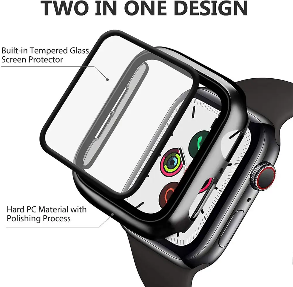 Стекло + чехол ремешок для Apple watch band 44 мм 40 38 42 аксессуары радужный Магнитный