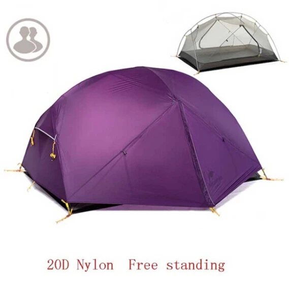20D Purple Naturehike 3 сезона Mongar палатка 20D нейлоновая ткань двухслойная водонепроницаемая палатка для 2 человек NH17T007-M - Цвет: 20D Purple