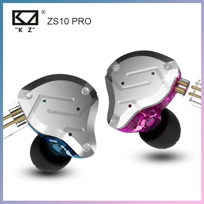 Наушники вкладыши KZ ZS10 PRO гибридные с динамическим сбалансированным якорем и