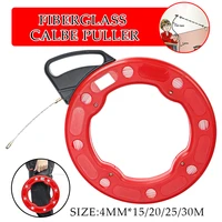red 15 30m 4mm fiberglass fish tape reel puller glass fiber nylon conduit ducting rodder pulling wire cable fishing tool