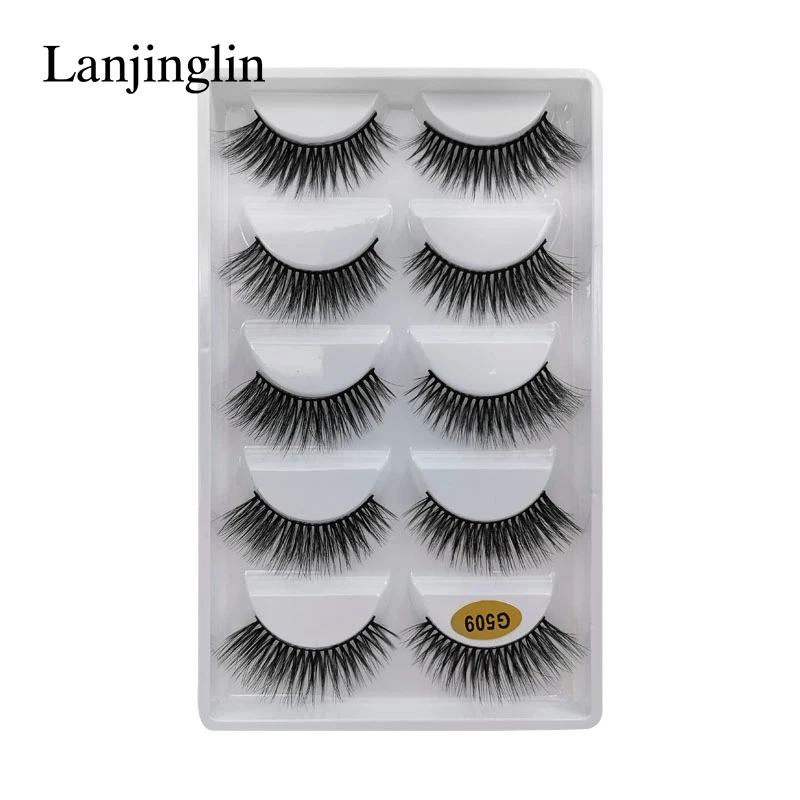 G509 LANJINGLIN 1/3/5 пар 3D из меха норки накладные ресницы натуральные длинные ресницы тонкие Макияж Наращивание ресниц пикантные Поддельные Ресницы cilios - Цвет: G509