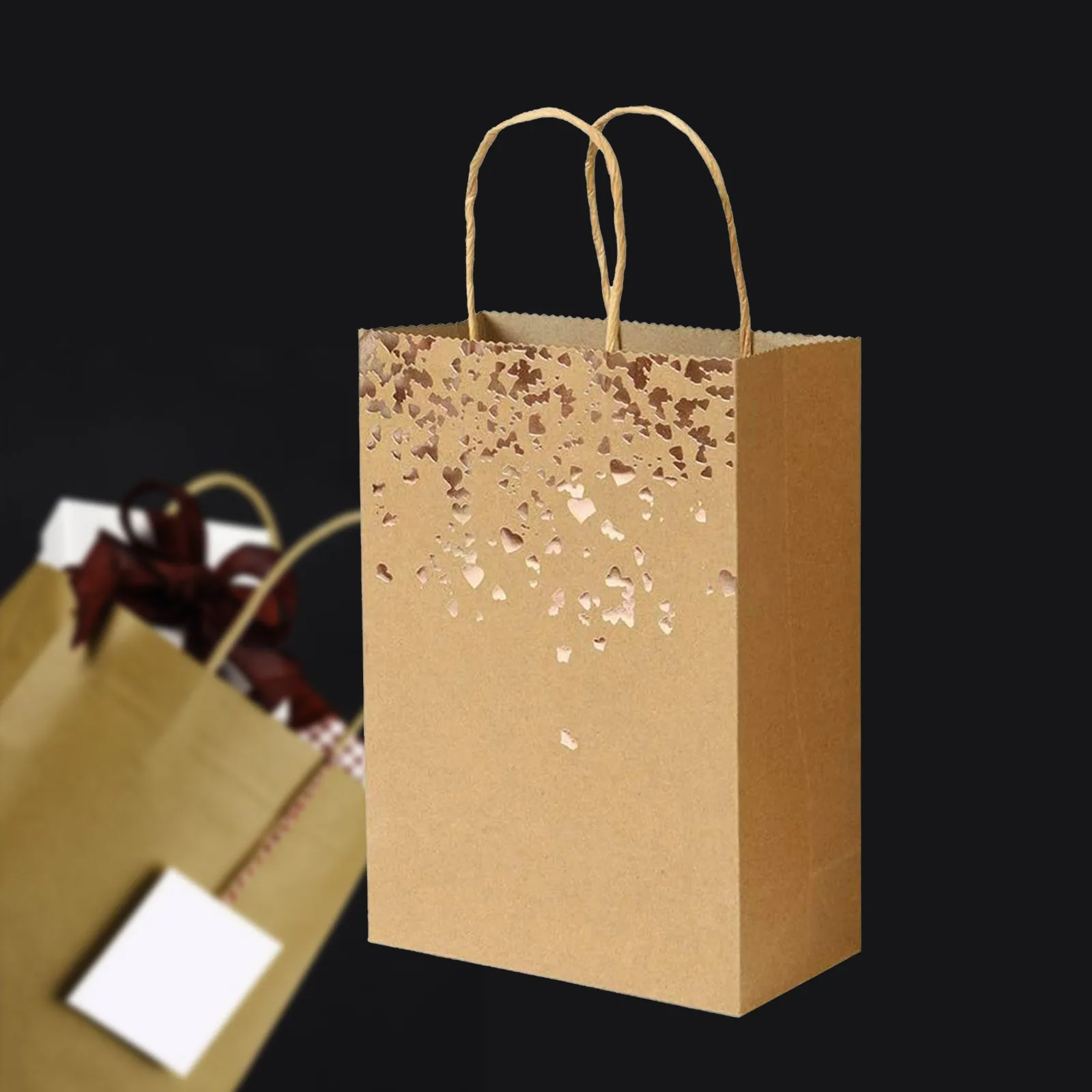 

20pc Cowhide Gift Bag Gift Bags Kraft Paper Bags Birthday Wedding Christmas And Festive Celebrations Decorative Gift Bag c50