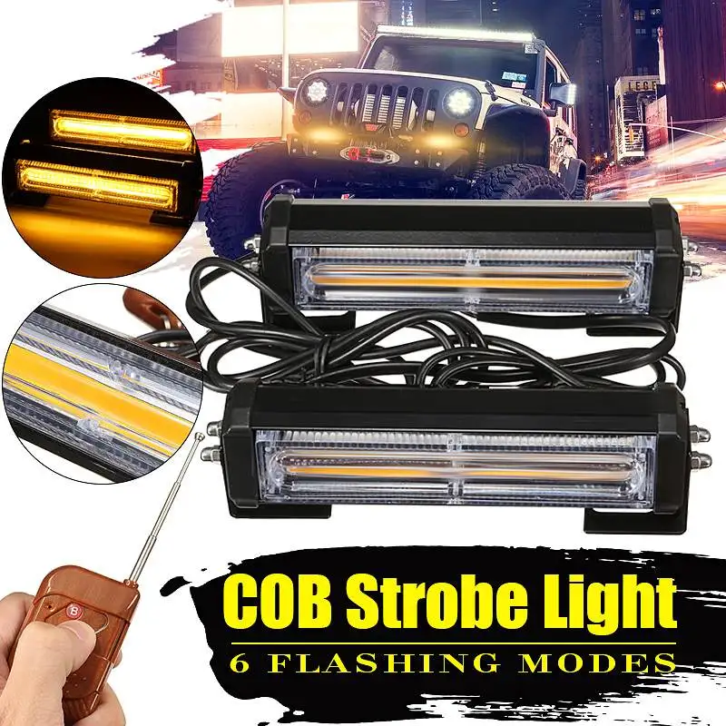 

12V LED COB Car Front Grille Warning Light Head Mini Strobe Emergency Lightbar Surface Mount for Truck Trailer Bus Caravan Van