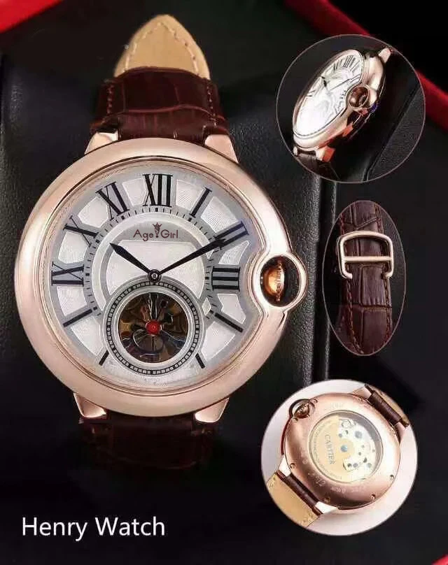 

Luxury Brand New Men Watch Rose Gold Blue Coffee Sapphire Automatic Mechanical Rome Stainless Steel Black Leather Tourbillion