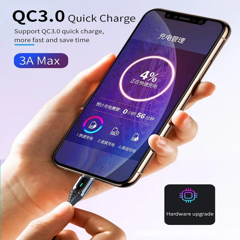 Магнитный кабель 3A Micro USB для быстрой зарядки телефона зарядный Samsung Huawei