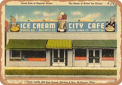 Металлический знак-открытка Оклахома-хороший съедобный по популярным ценам дом