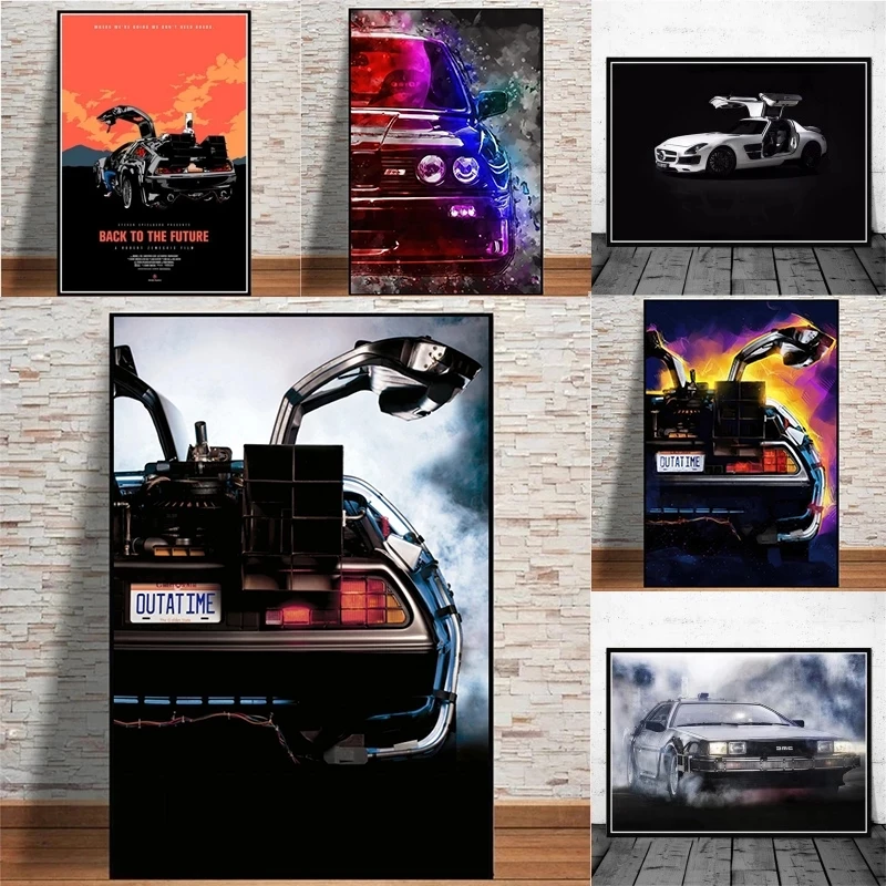 

Back To The Future Movie Cool Car Poster Vintage Canvas Painting Wall Art Prints Pictures for For Living Room Home Decor Cuadros