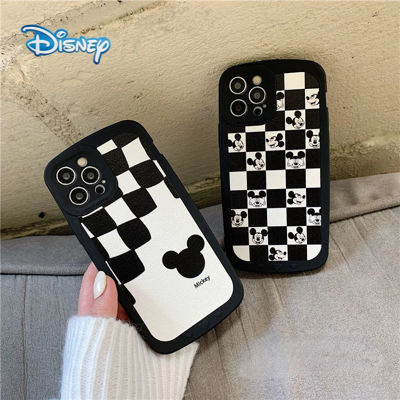 

Disney Mickey Lattice Cartoon Phone case for iPhone 13 13Pro 12 12Pro 11 Pro X XS Max XR 7 8 Plus Cute Anti-Fall Cellphone Cover