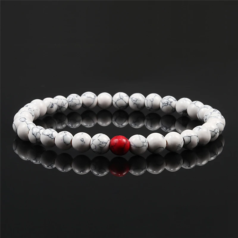 Классический белый браслет из натурального камня 6 мм с бусинами для мужчин и