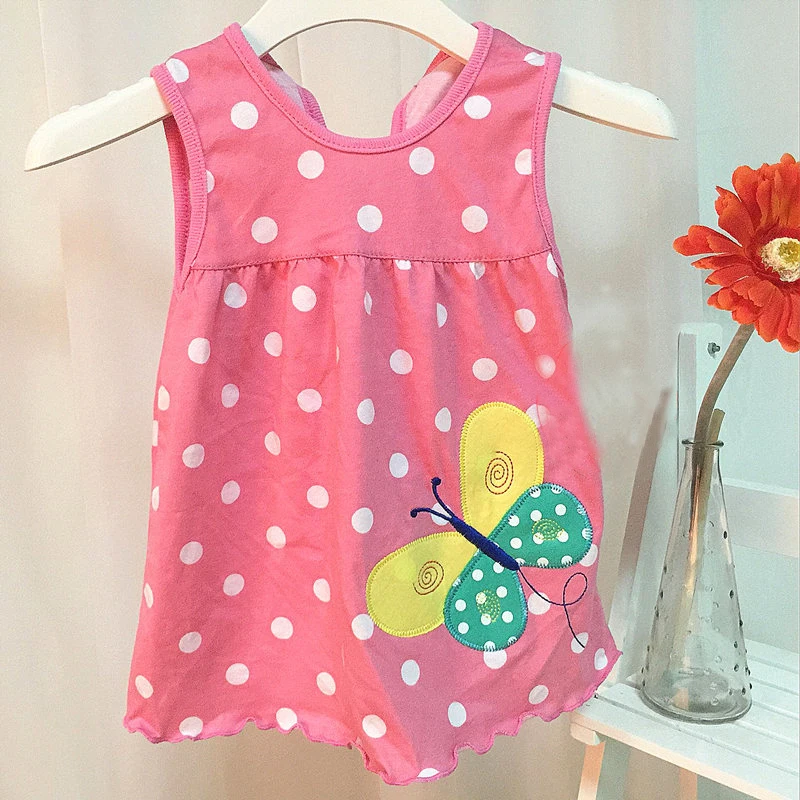 Распродажа платья для девочек с мультяшным рисунком летнее хлопковое детское