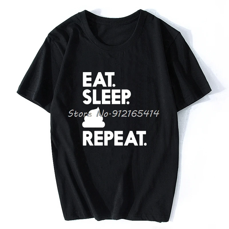 Футболка мужская с надписью &quotEat Sleep Poop&quot хлопковая тенниска короткими рукавами
