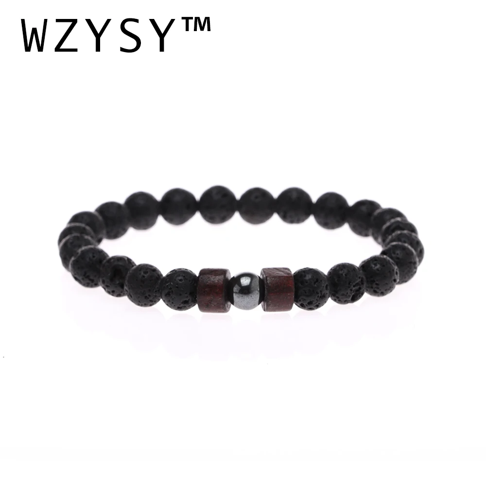 Мужские натуральный гематит черный 8 мм вулканический рок деревянные бусины