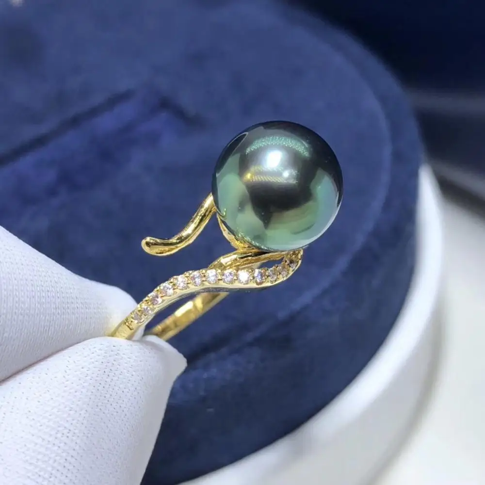 

Fine Jewelry 925 Sterling Silver 1104 Natural Ocean Tahiti Peals Rings 9-10mm for Women Fine Pearls Rings