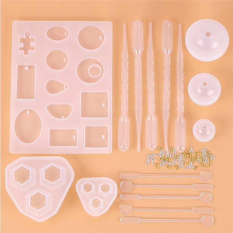 Aomily DIY 66pcs/Set Handmade Jewelry Mold Necklace Eardrop Gemstones Fondant Cake Chocolate Container Crystal Drop Resin Molds | Дом и сад