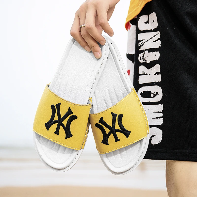 Новые тапочки мужские летние модные трендовые из натуральной кожи с