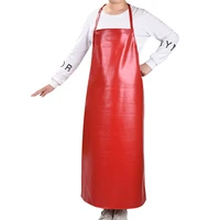 pu soft leather apron waterproof oil proof adult kitchen cooking waist wear resistant overalls men and women enlarged bib