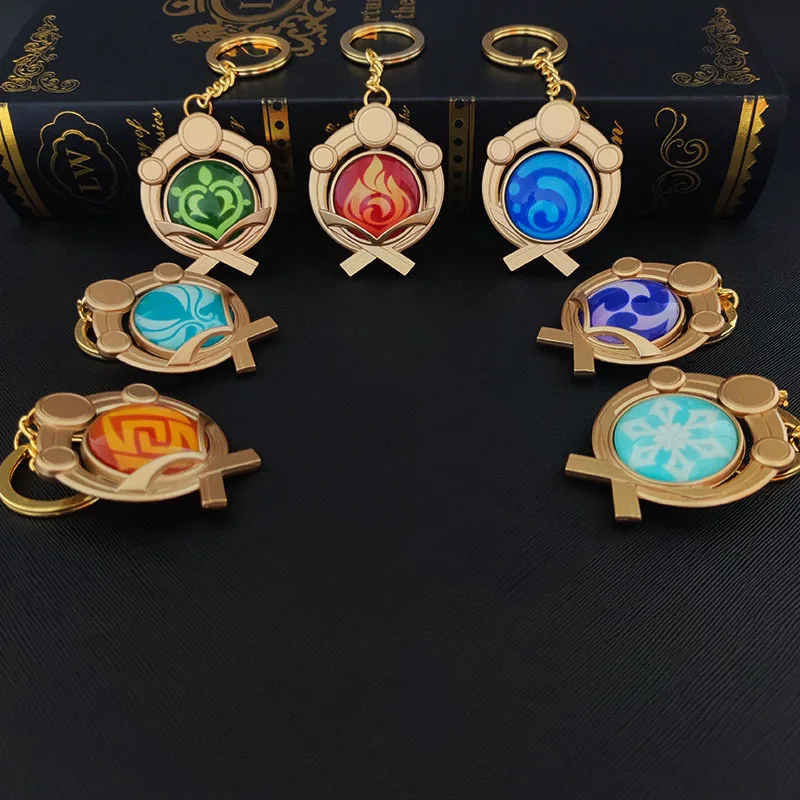 Anime Keychain Genshin Impact Vision Element God's Eye for Men Car Key Chain Women Accessories Cute Bag Pendant Ring Gifts | Украшения