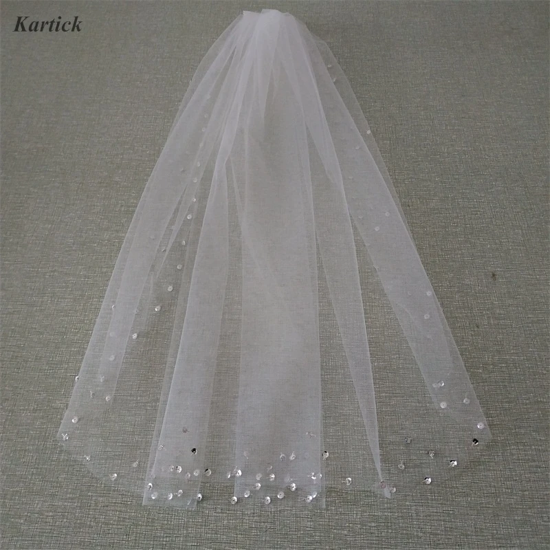 

Luxury Wedding veils with Beads White Ivory Red One Layer Bride Veil with Comb New Style Mariage Wedding Accessories In Stock