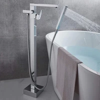 floor type bath side shower full copper bathtub faucet wire drawing floor water intake stainless steel vertical square faucet