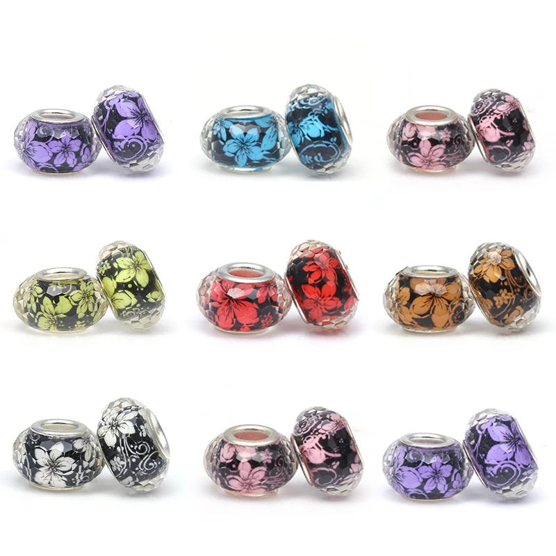 Стеклянные бусины в форме цветка TOGORY 2 шт./лот подходят для оригинального