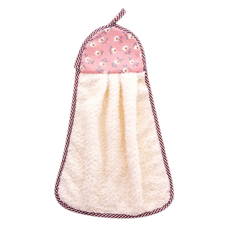 

H784 coral fleece hanging towel thickened dishcloth dish towel kitchen absorbent towel lint-free dish cloth